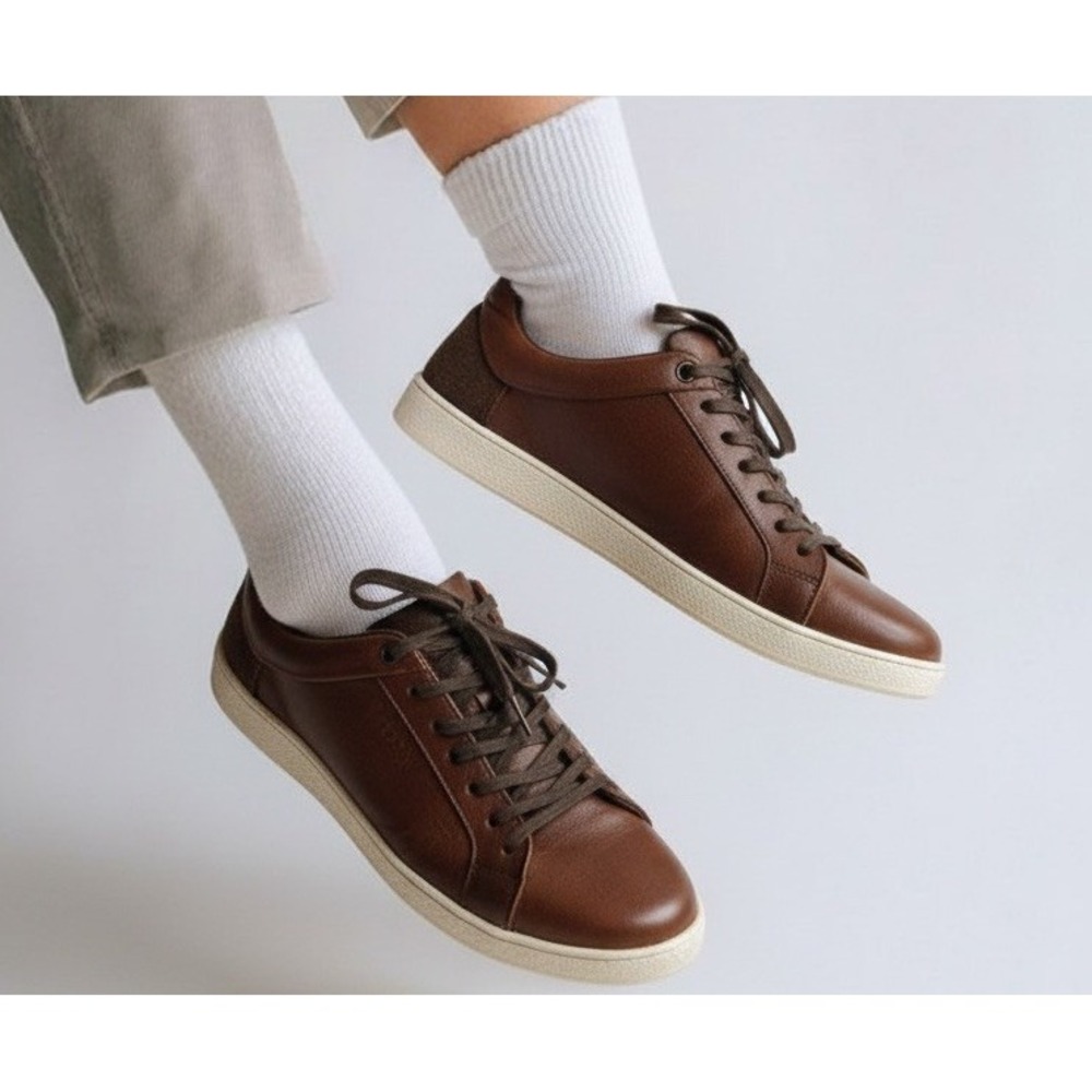 Crevo BICKNOR Mens 10 BROWN Chestnut Shoes SNEAKERS Preppy Minimalist Bus Casual